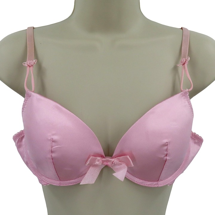 Dolce & Gabbana Womens 34B Solid Pink Satin Bow Coquette Bra Underwire Lined