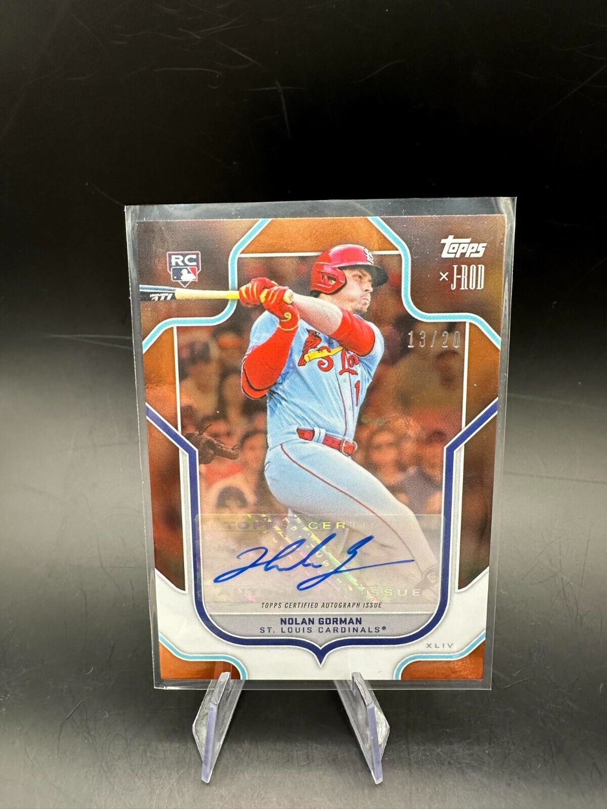 2023 Topps x J-Rod Collection Nolan Gorman RC ROOKIE Orange AUTO #/20 SP HOF MVP