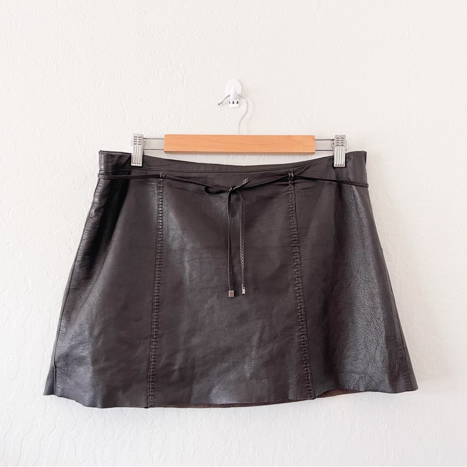 Guess Collection Vintage Leather Mini Skirt Brown