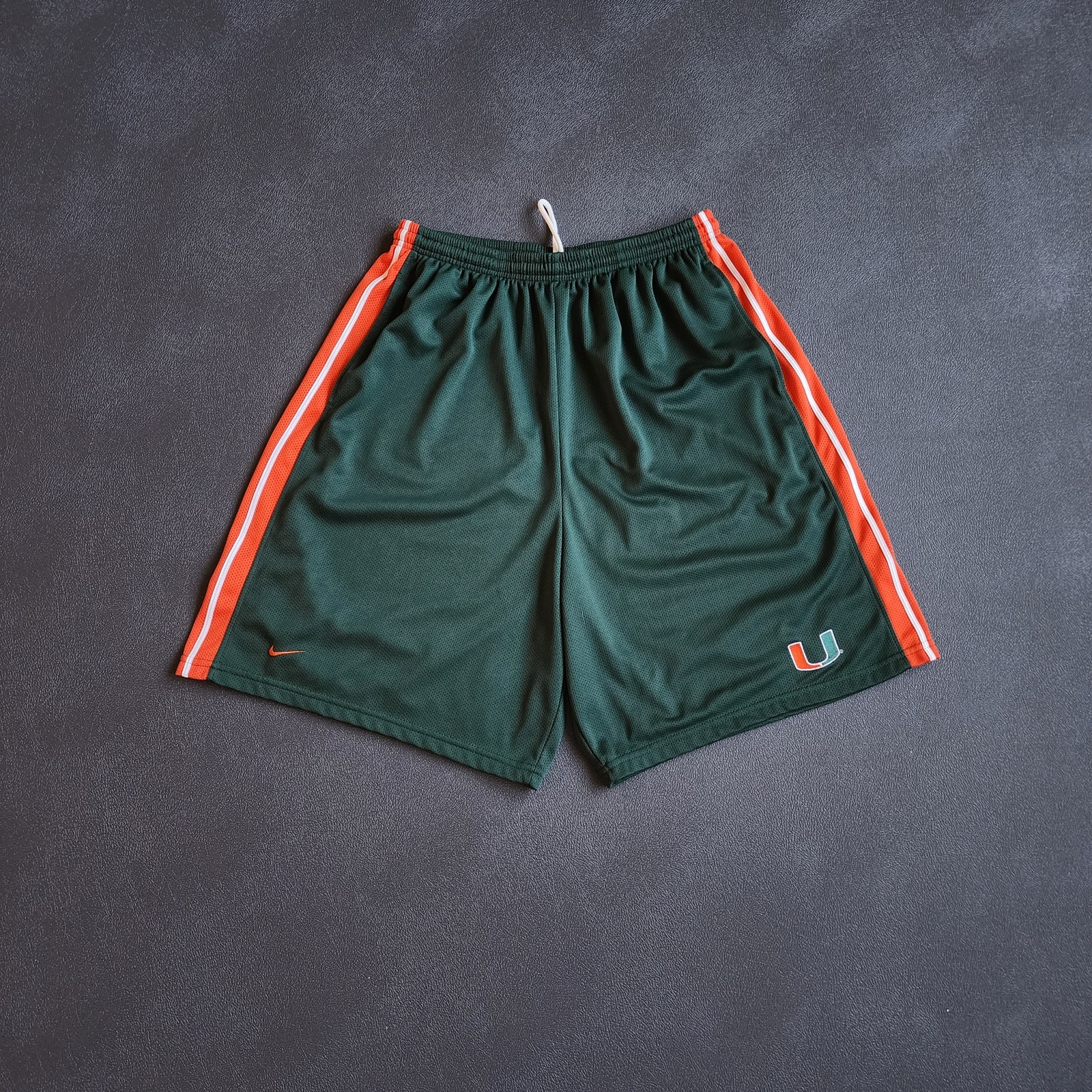 Vintage 90's Baggy Nike Miami Hurricanes Green Shorts Large