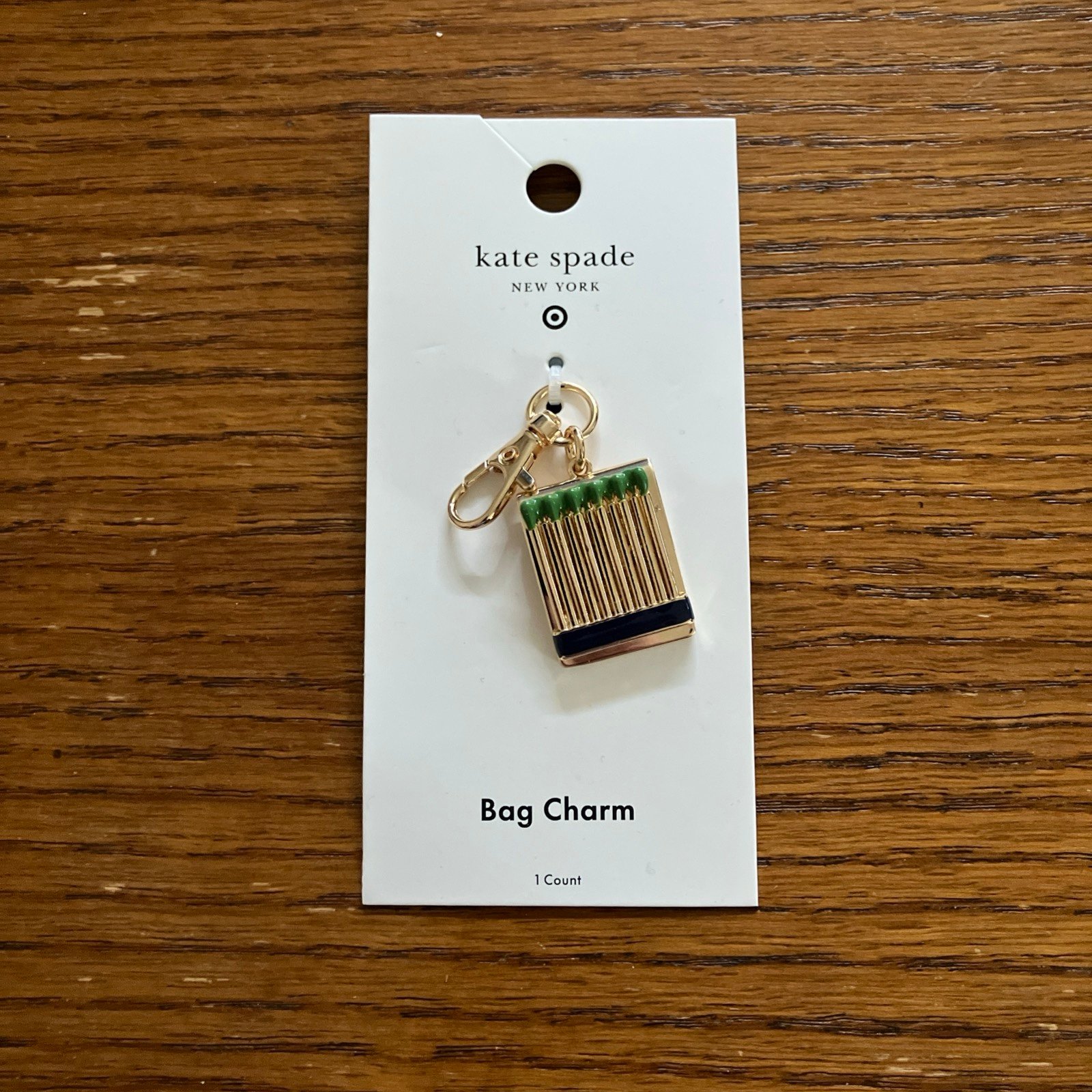 NWT Kate Spade new york x Target Gold Matchbook Matches Charm Keychain
