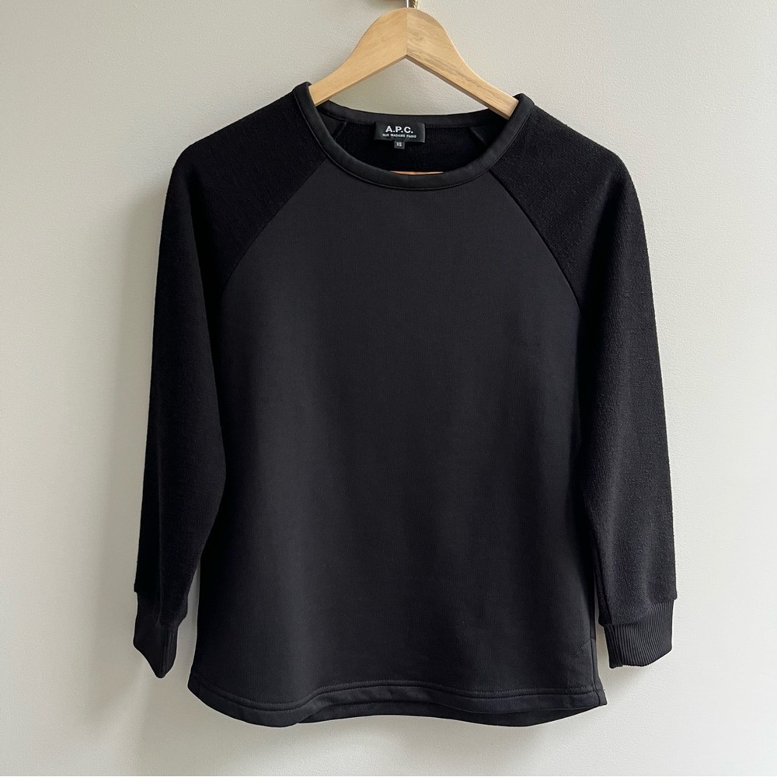 [apc] mixed media pullover sweatshirt black XS