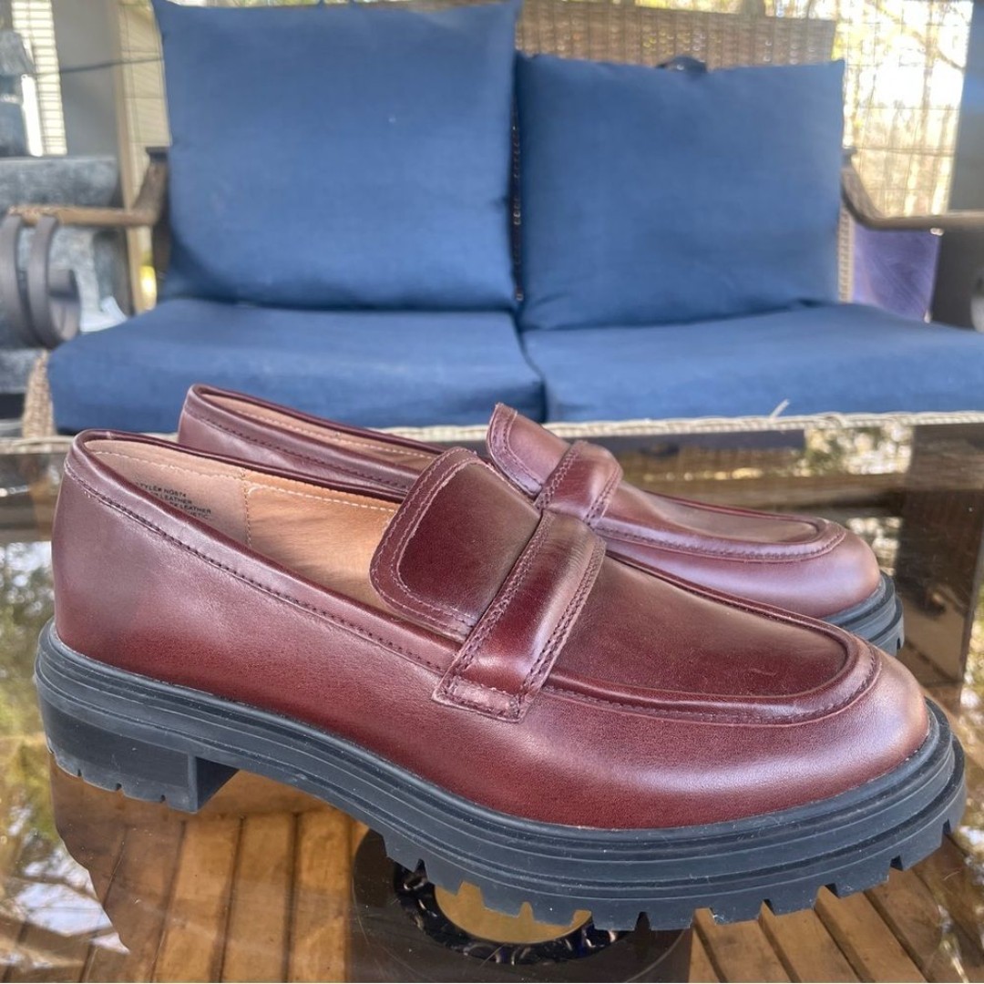 Madewell Womens 9.5 The Bradley Loafer Lugsole Penny Loafer In Cherry Wood