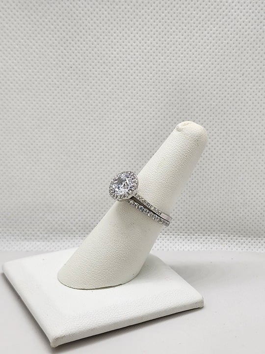 Brand New Sterling Silver 925 2pc Round Gemstone Ring
