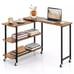 360° Rotatable Sofa Side Table L-shaped Laptop Desk Snack Table w/Shelf