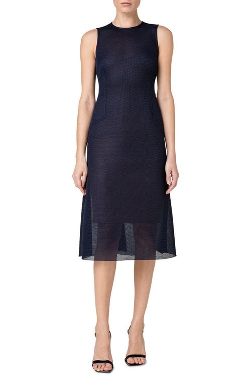 2390 Akris TECHNO GRID MIDI DRESS size 4
