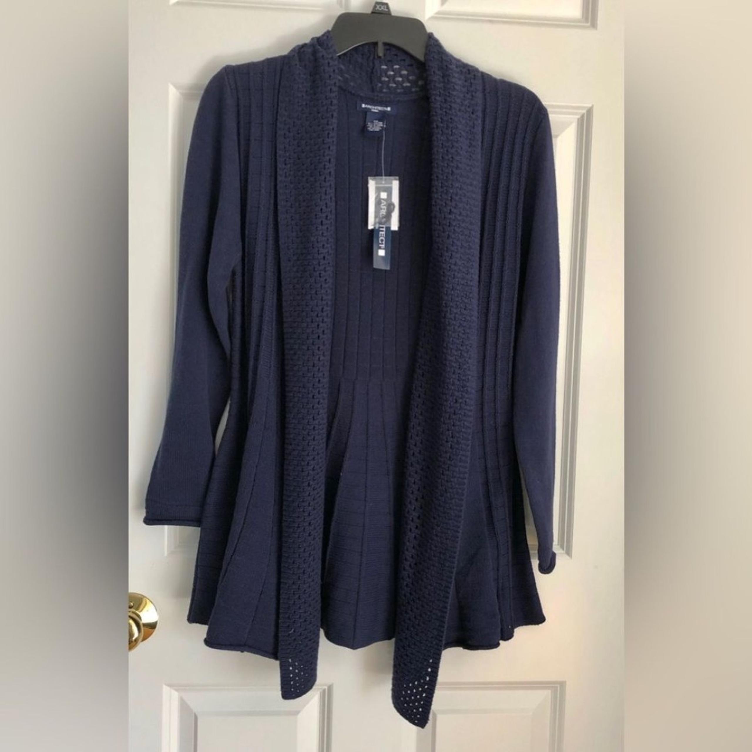 ARCHITECT WOMEN'S SWEATERS CARDIGAN SIZE PS, PM, BLUE OPEN FRONT KNIT