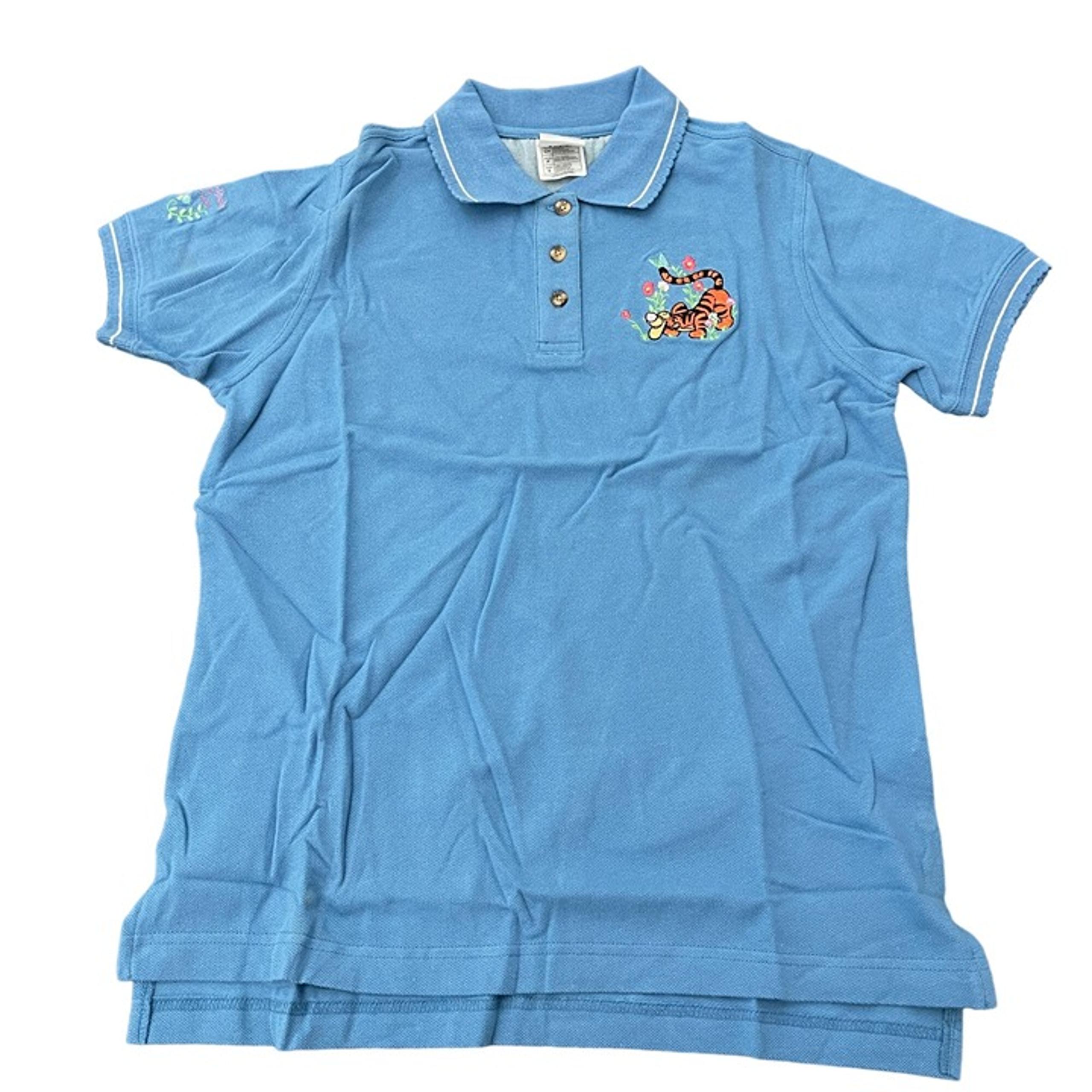 Disney Catalog Women's Blue SS Polo Shirt Tigger Embroidered, Size S NWT