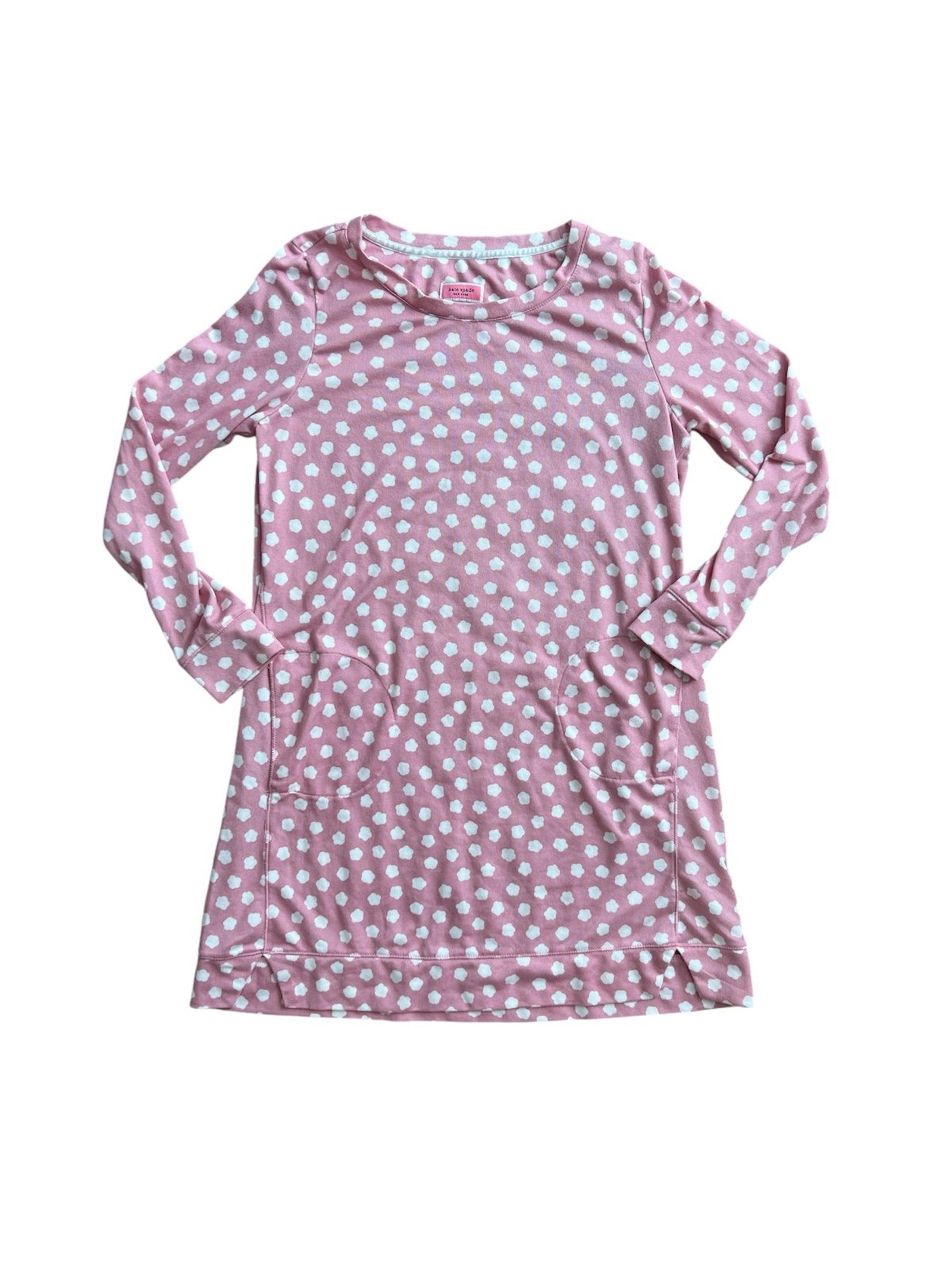 KATE SPADE Sleep Dress Womens Medium Pink White Cloud Print Nightgown Size Small