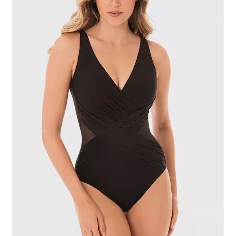 Miraclesuit Crossover With Mesh One Piece Swimsuit M