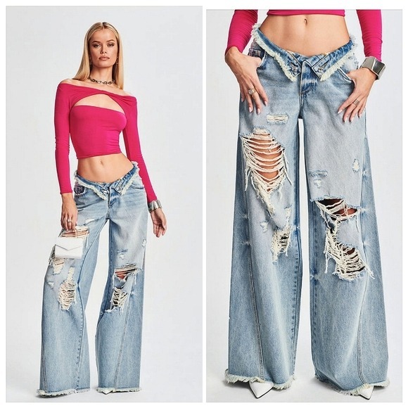 New SER.O.YA Ollie Wide Leg Jean in Coastline Size 32