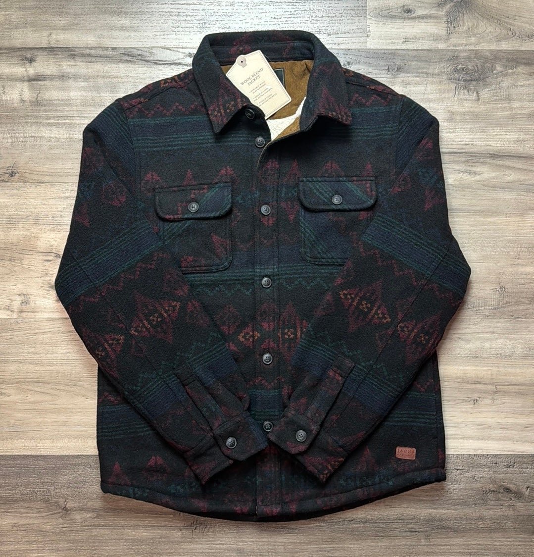 Mens Aztec Plaid Flannel Jacket Medium