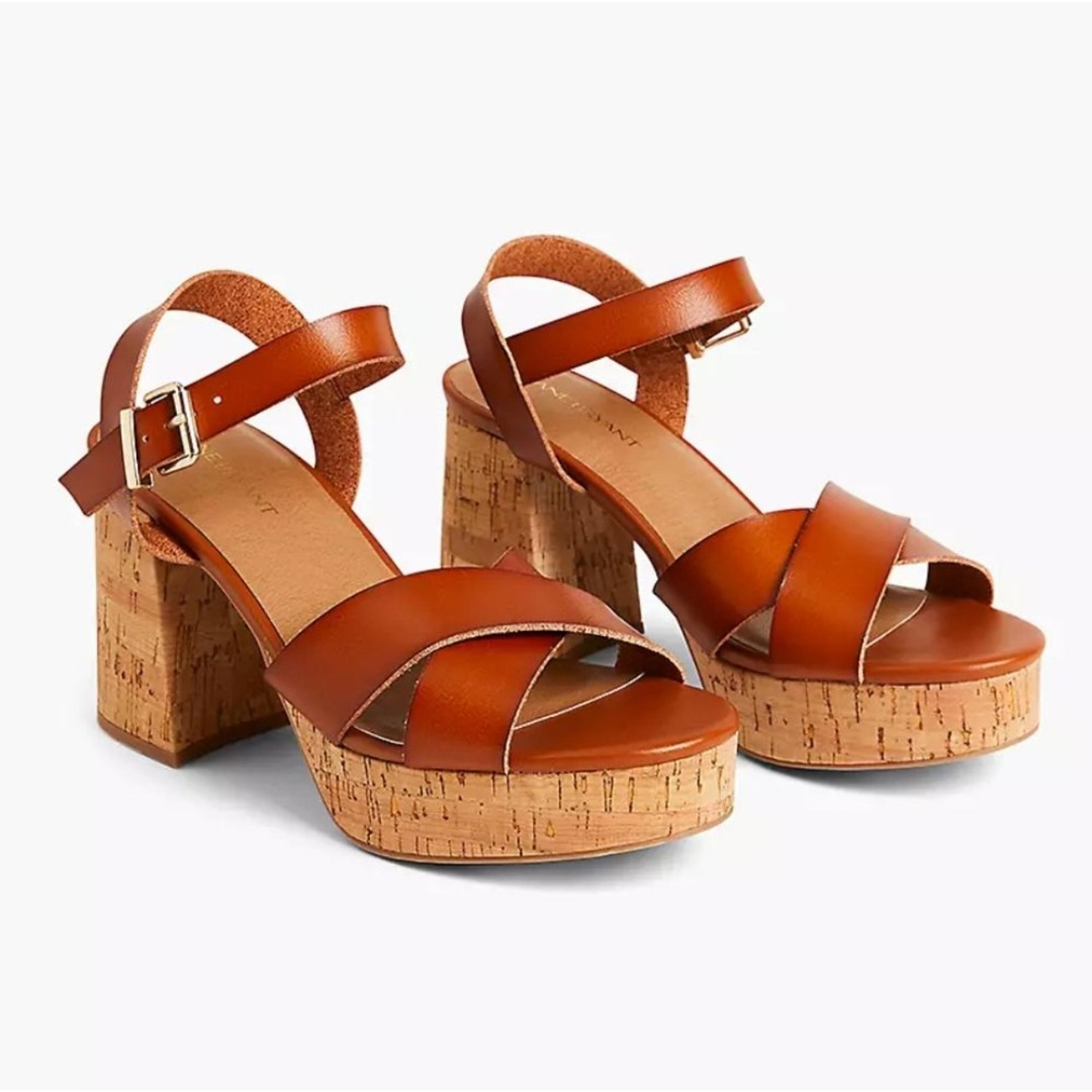 Lane Bryant 11.5 WIDE Cognac Strappy Platform Sandal