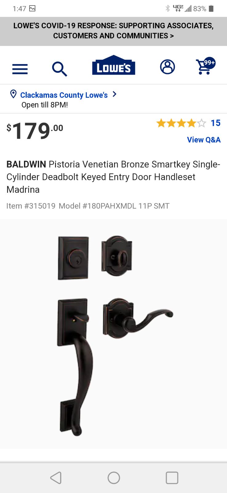 Baldwin Door Handle Set New In Box