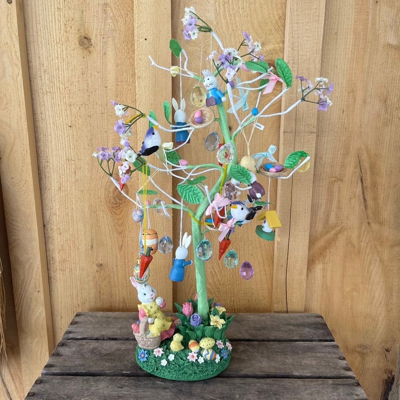 Vintage Easter Tree With Miniature Ornaments Illumination