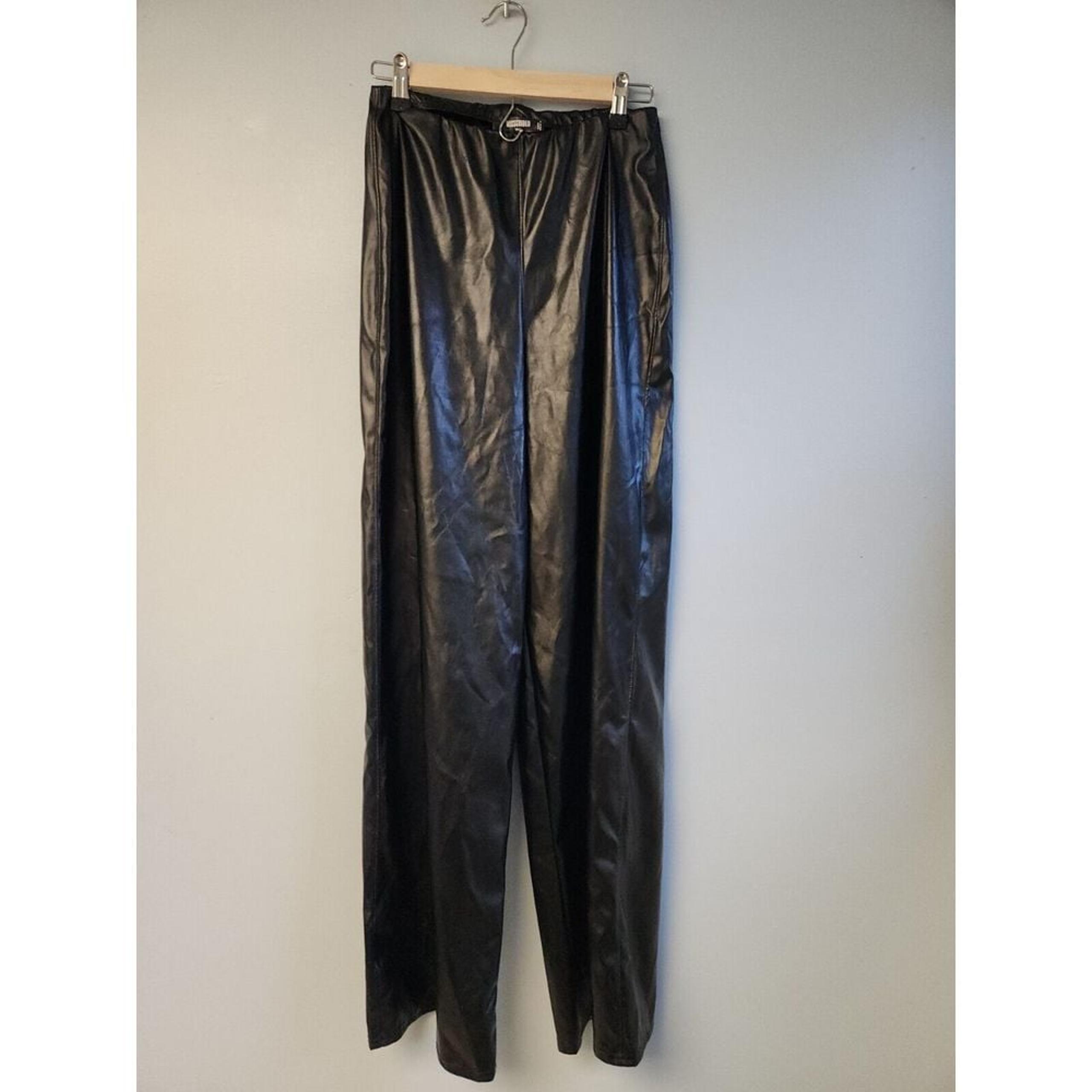 Women's Tall Black Wide Leg Faux Leather Pants MissGuided Size 8 Us 12 UK 40 EU
