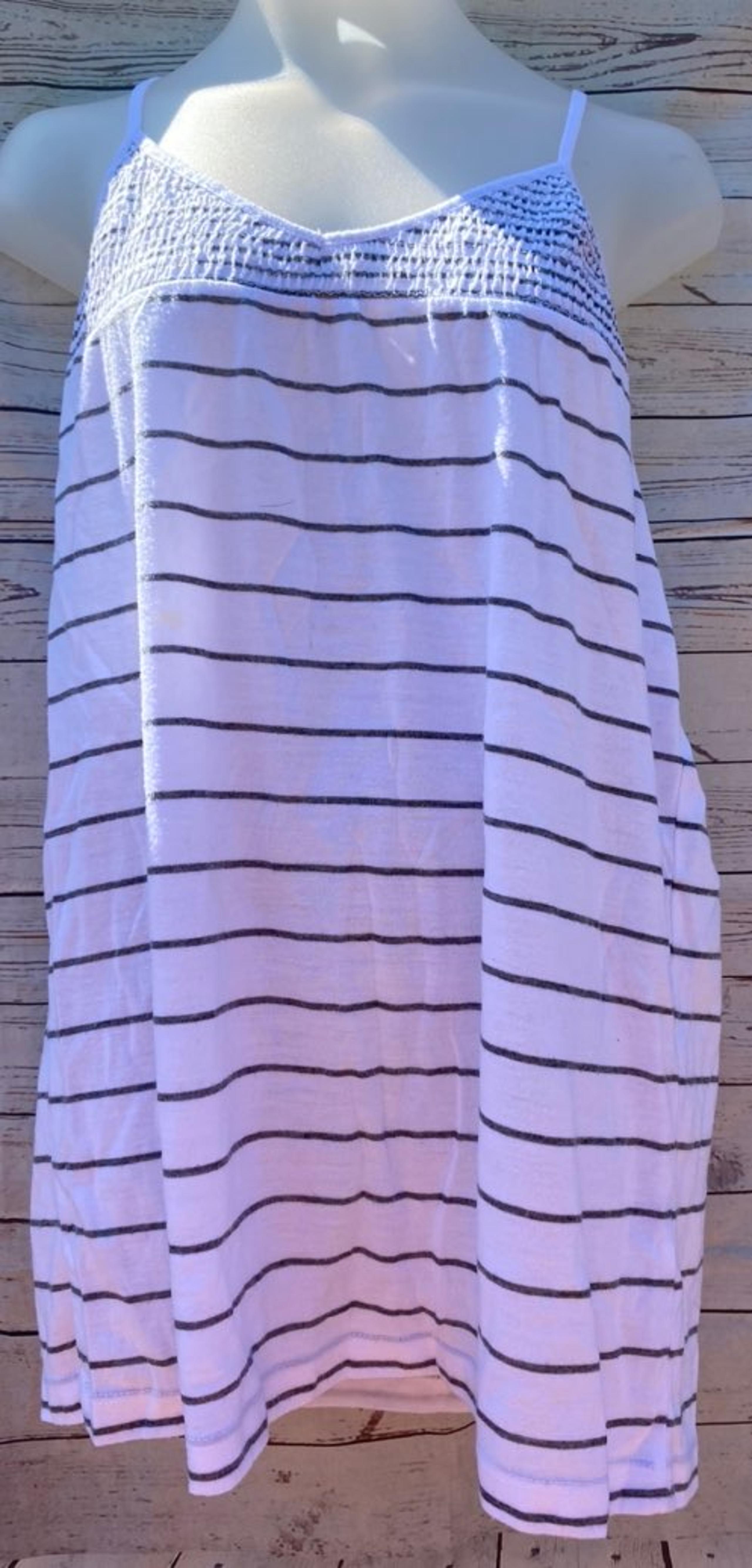 DEREK HEART Tank Top Black White Stripe