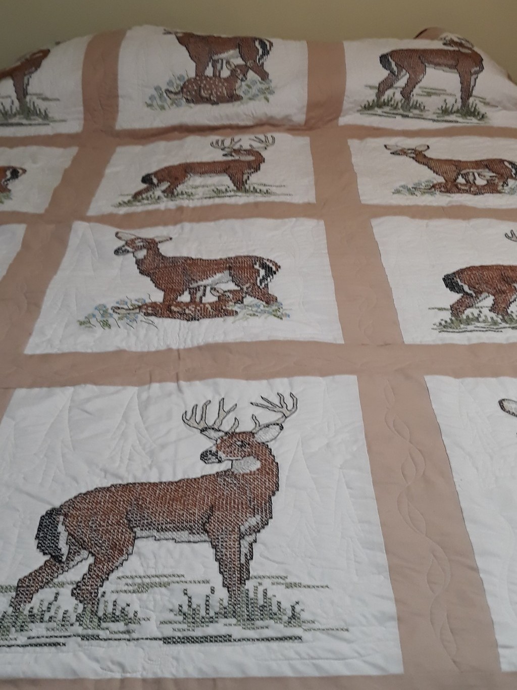 Quilted, Hand-Embroid Queen Size Bedspread