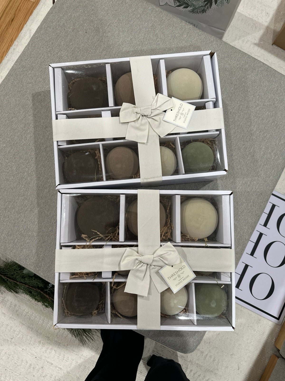 2 Set of 11 Velvet Christmas Ornament Neutral Studio McGee
