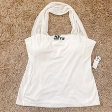NFL All Sport Couture White New York Jets Sports First Down Halter Top SZ L BNWT