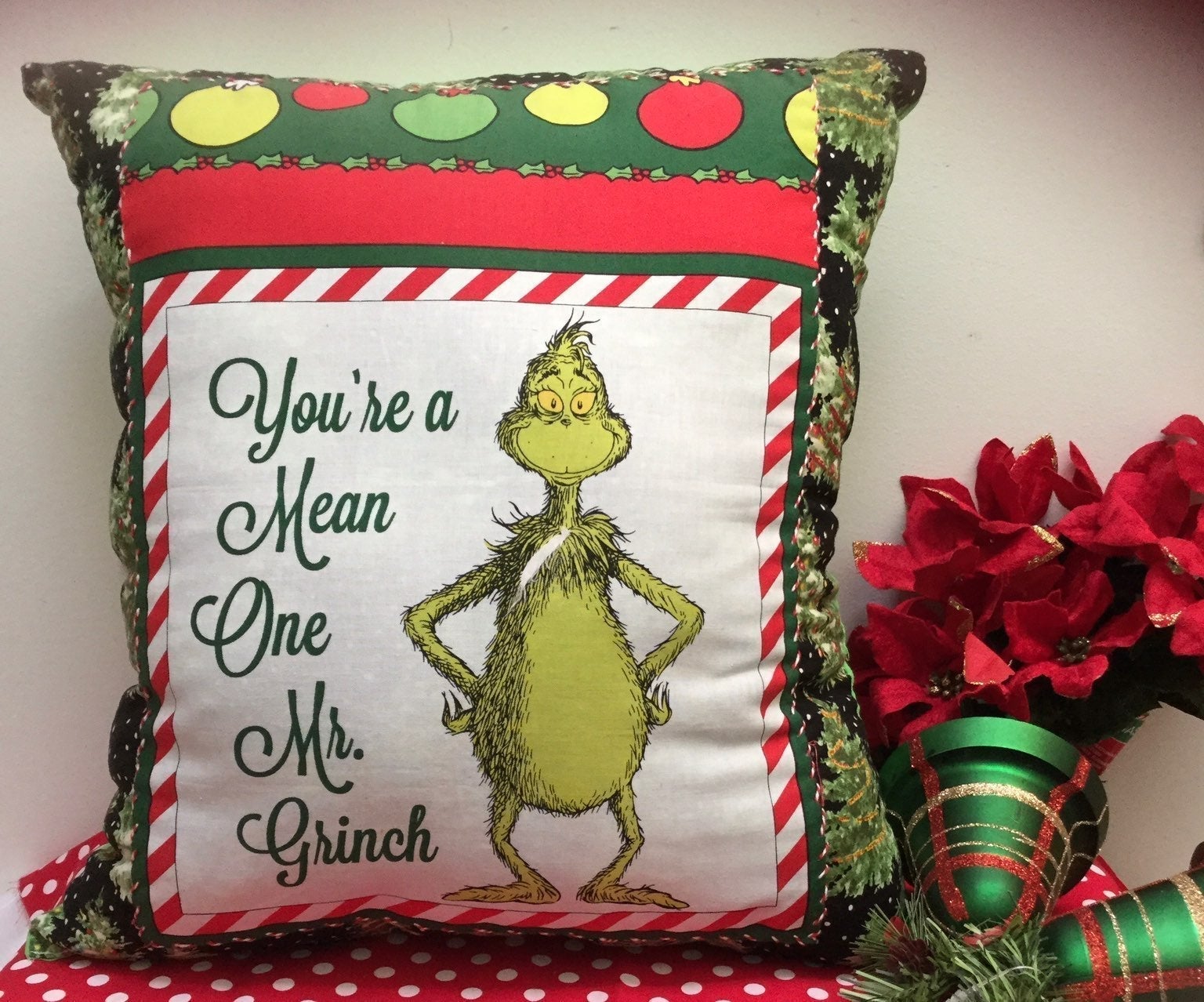 Accent pillow/Grinch/Dr Seuss Inspired