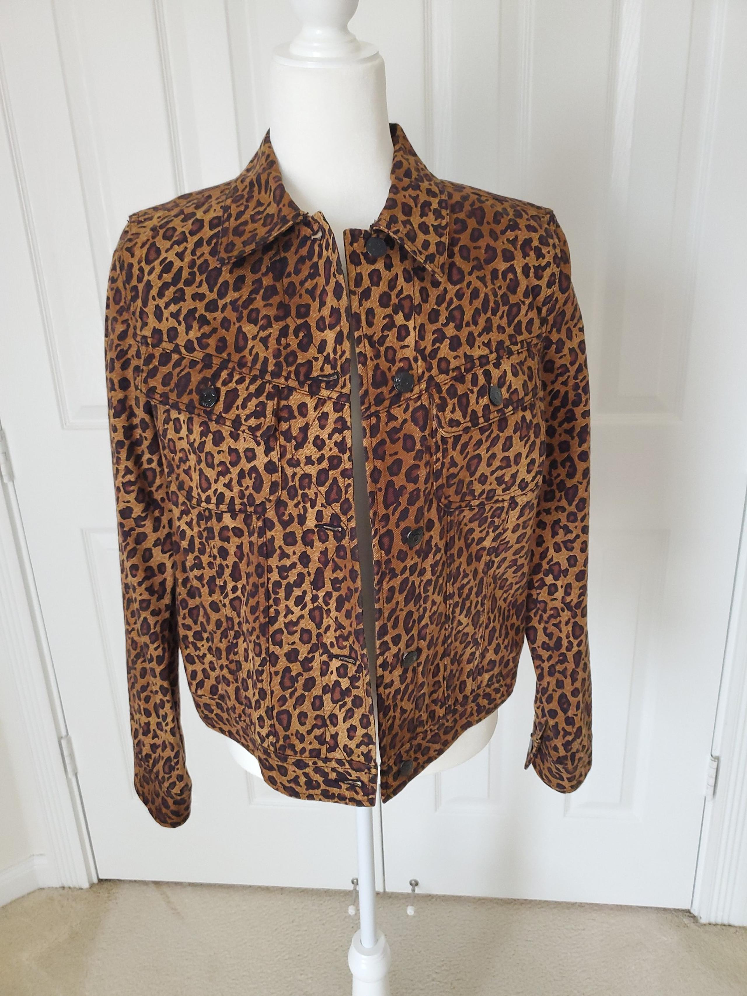 NWOT Super Cute Ralph Lauren Jeans Leopard Denim Jacket Size Medium