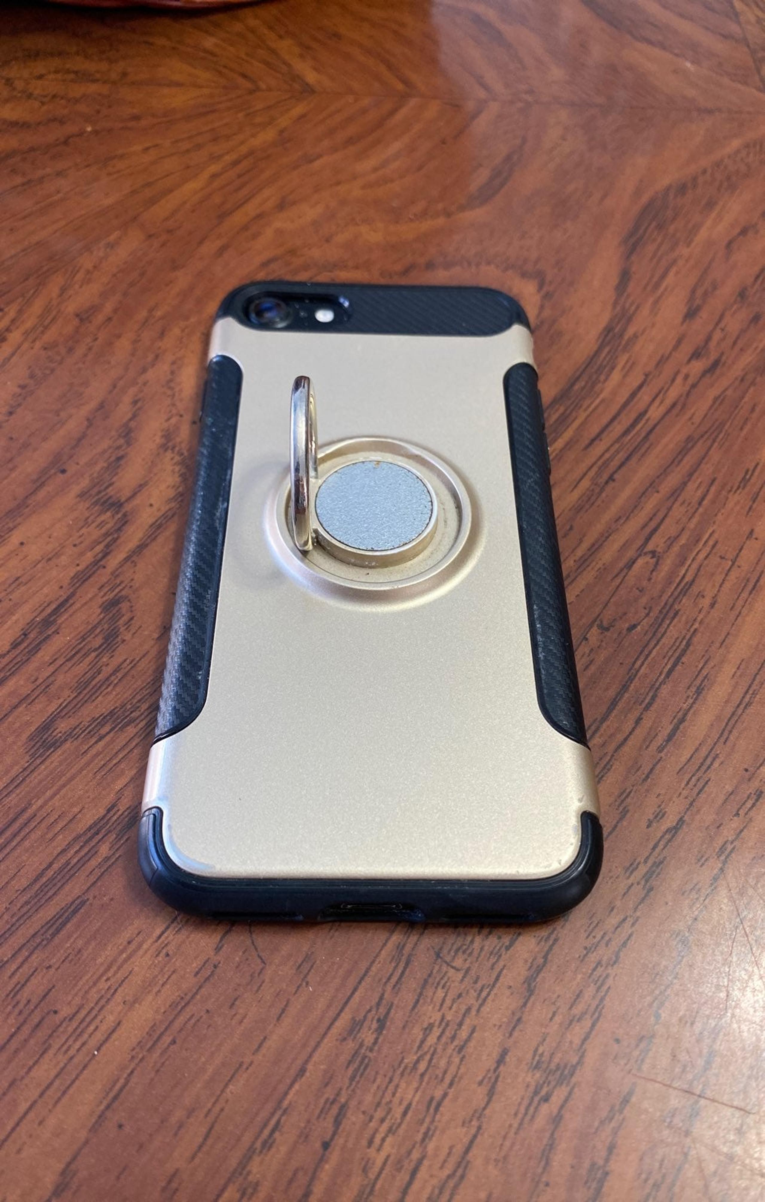 Black and Gold iPhone 7 Case with Ring