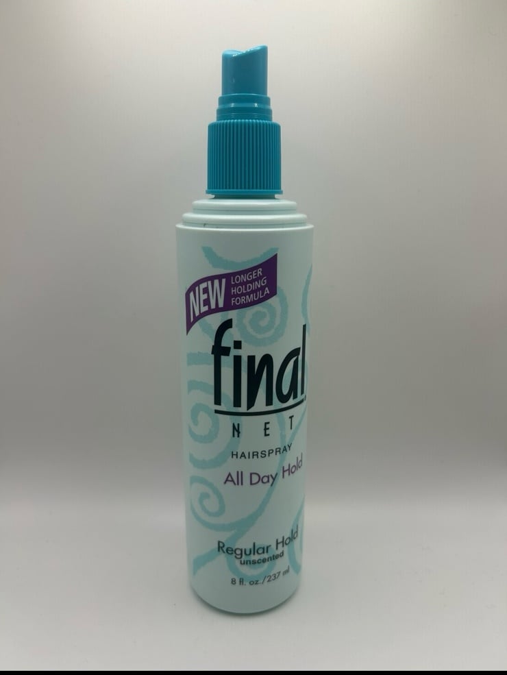 1 Final Net Non Aerosol Hairspray All Day Hold Regular Hold Blue 8oz Unscented