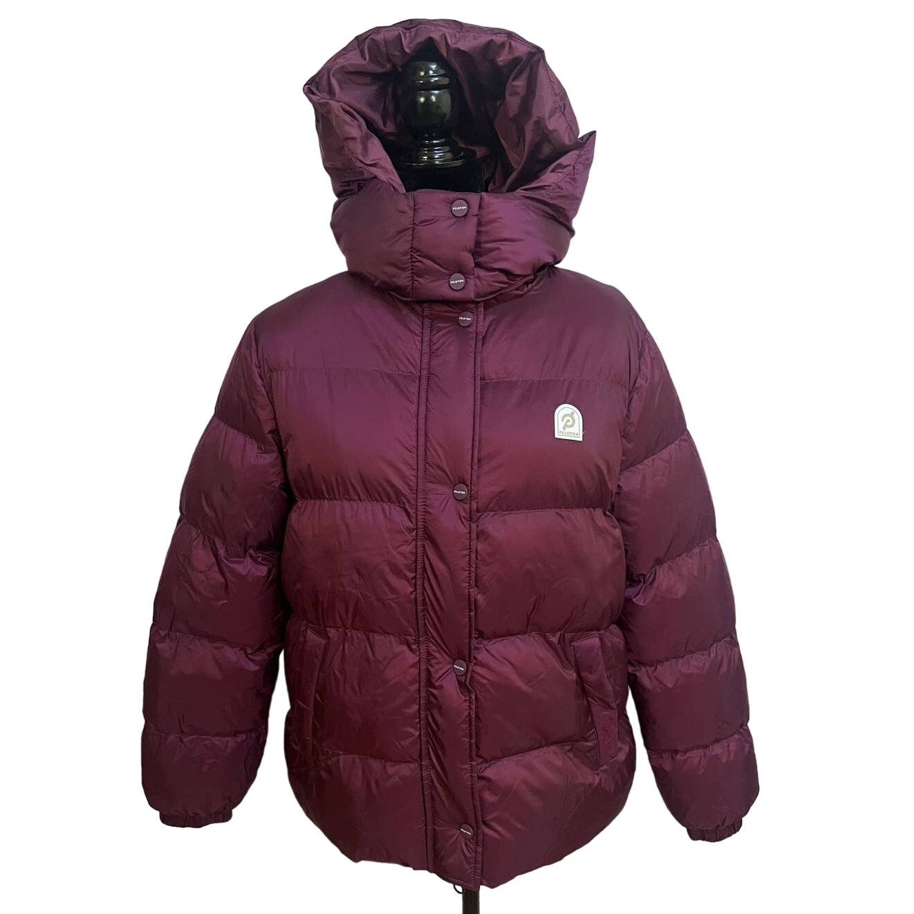 Peloton Purple Block Puffer Coat With Hood Size XS. NEW.