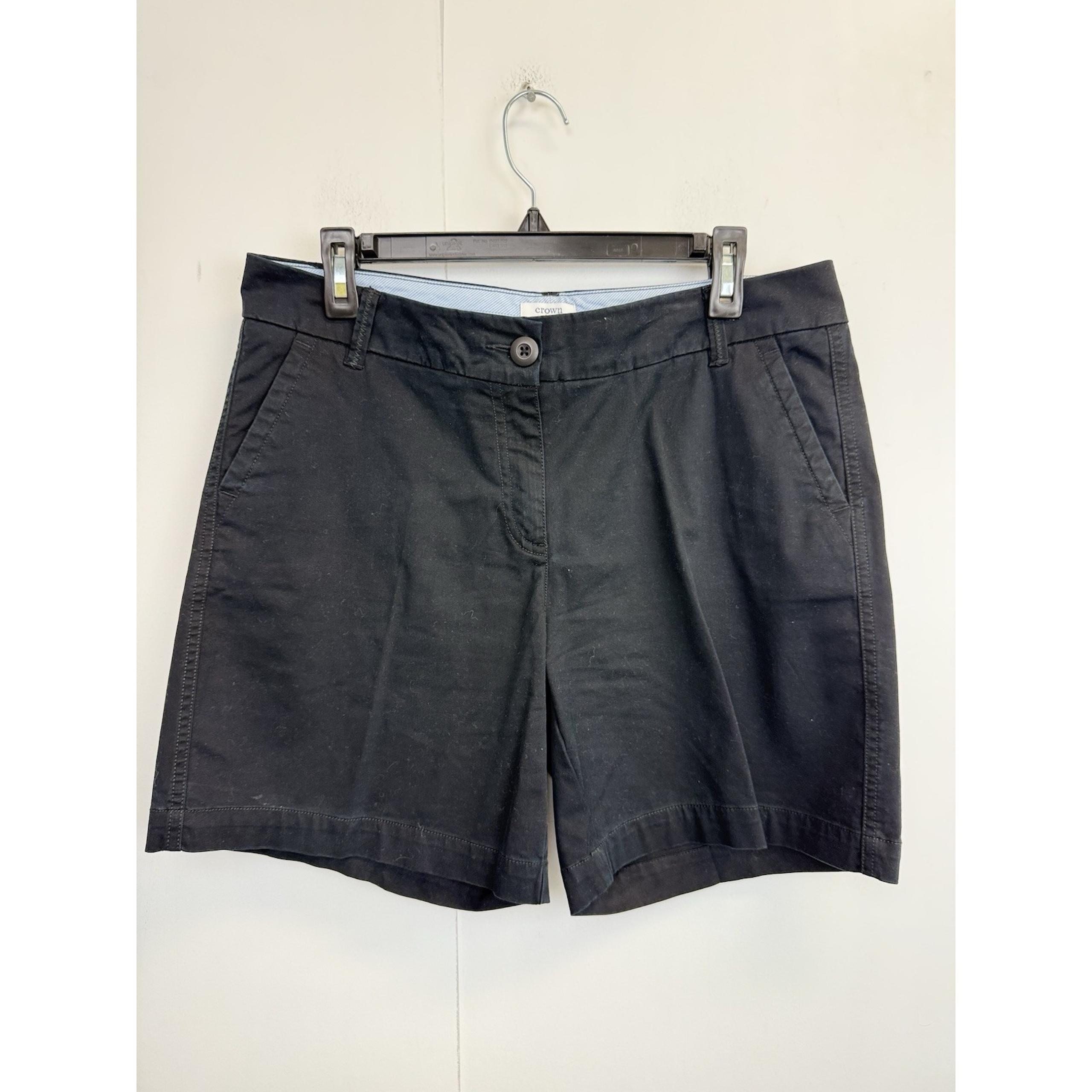 Crown & Ivy Women's Black Chino Shorts Size 8 Caroline Mid Rise 6.5" Inseam