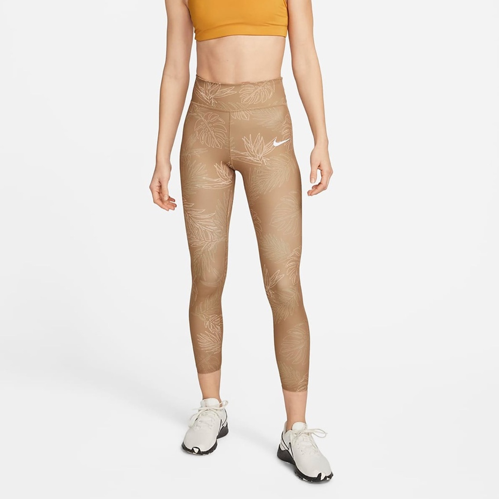 Nike One Luxe Leggings Mid-Rise 7/8 Pants Tropical Gold Tan Dark Driftwood Small