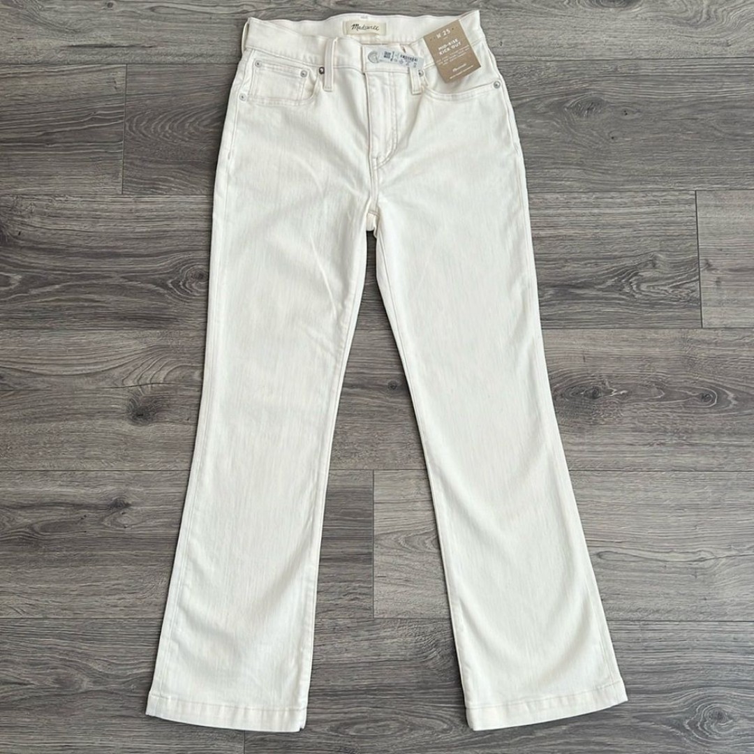 MADEWELL Mid-Rise Kick Out Crop Jeans Size 25 Vintage Canvas Neutral Flare NWT