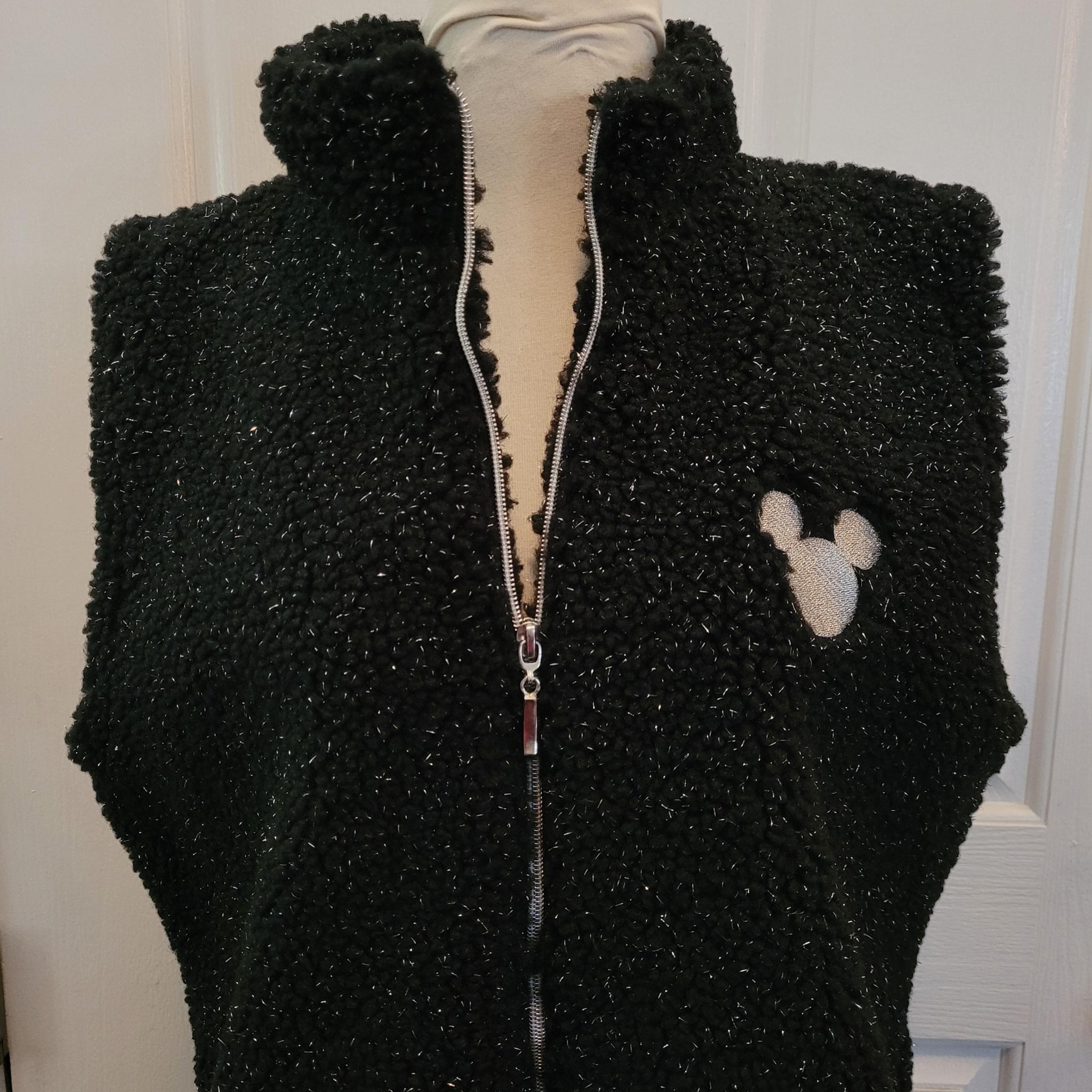 Disney Vest Jacket Women's 100 Anniversary Size XL Black Silver Threading
