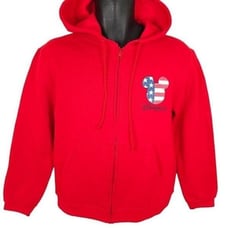 Vintage Disneyland Sweatshirt Hoodie Womens Size Medium Red 90s Y2K Mickey Mouse