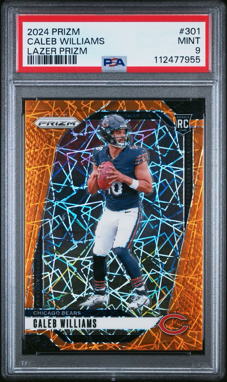 2024 Prizm Caleb Williams Orange Lazer PSA 9 Chicago Bears