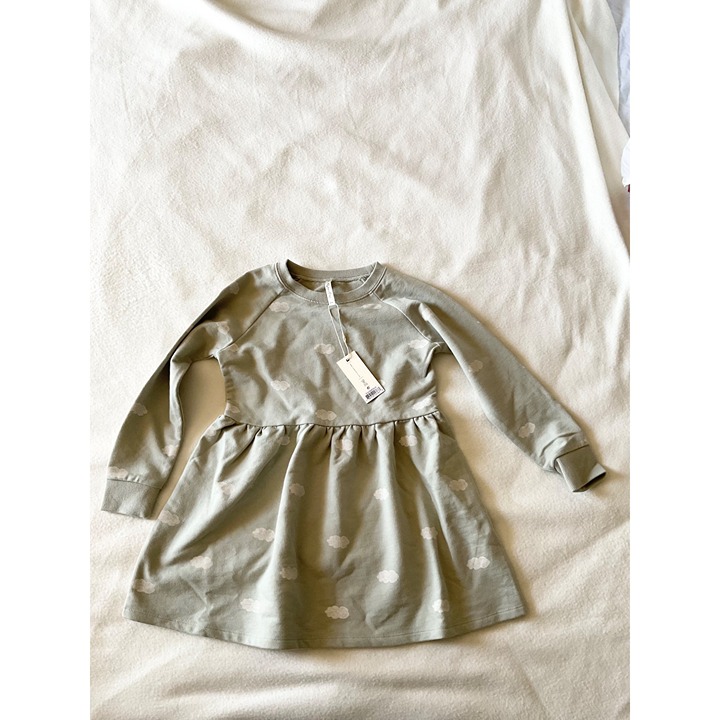 NWT Rylee and Cru long sleeve raglan dress clouds sage green 4-5y