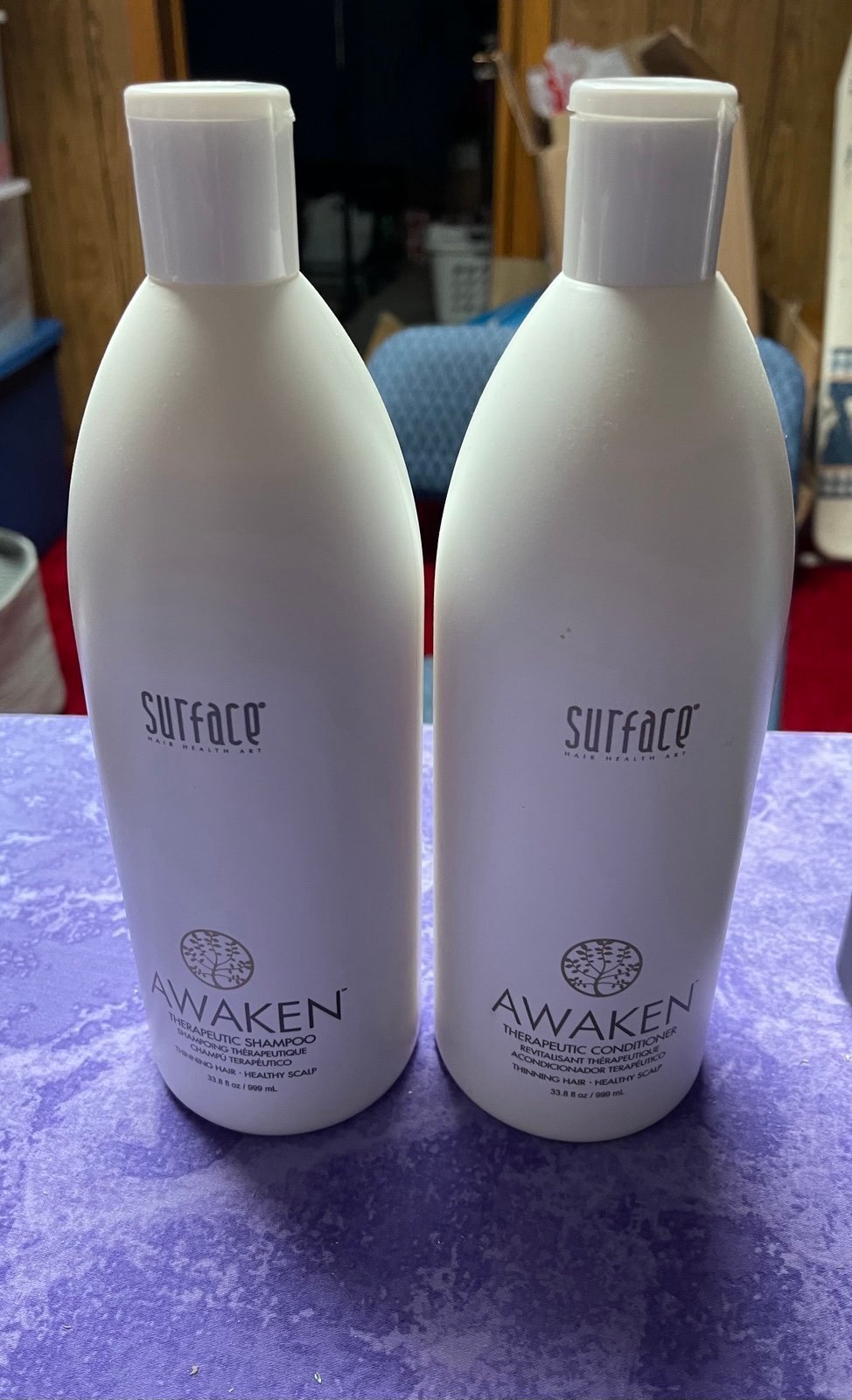 Surface Awaken White Bottles Shampoo and Conditioner