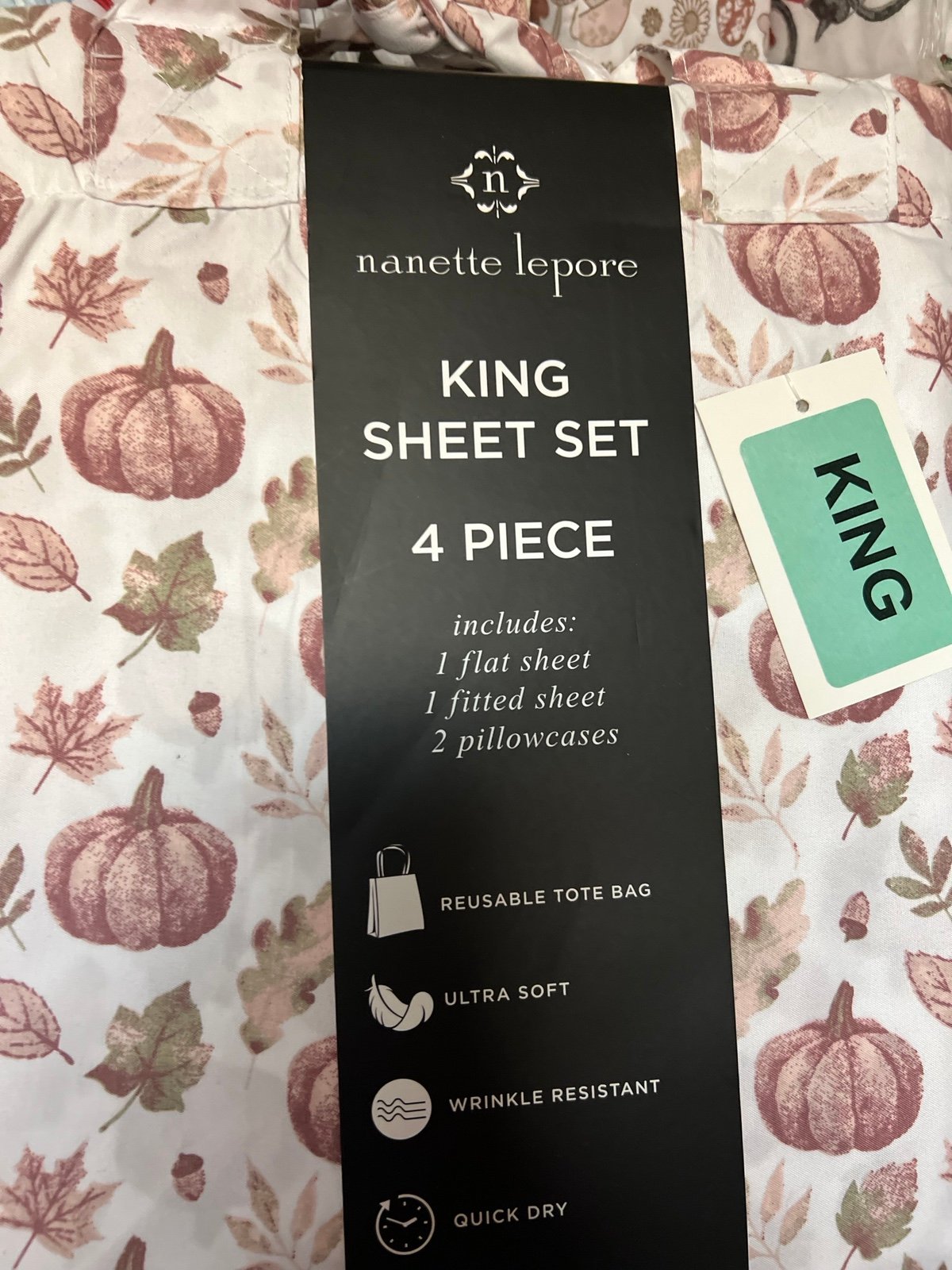 Fall Pink Pumpkin Bed Sheet Set KING Size