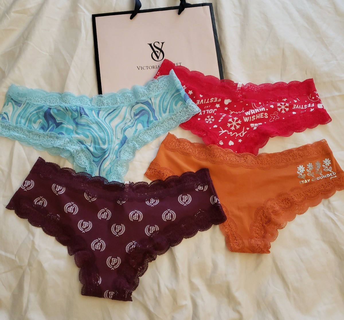 Pink Cheekster panties Lace-Cotton sz-XL bundles X4