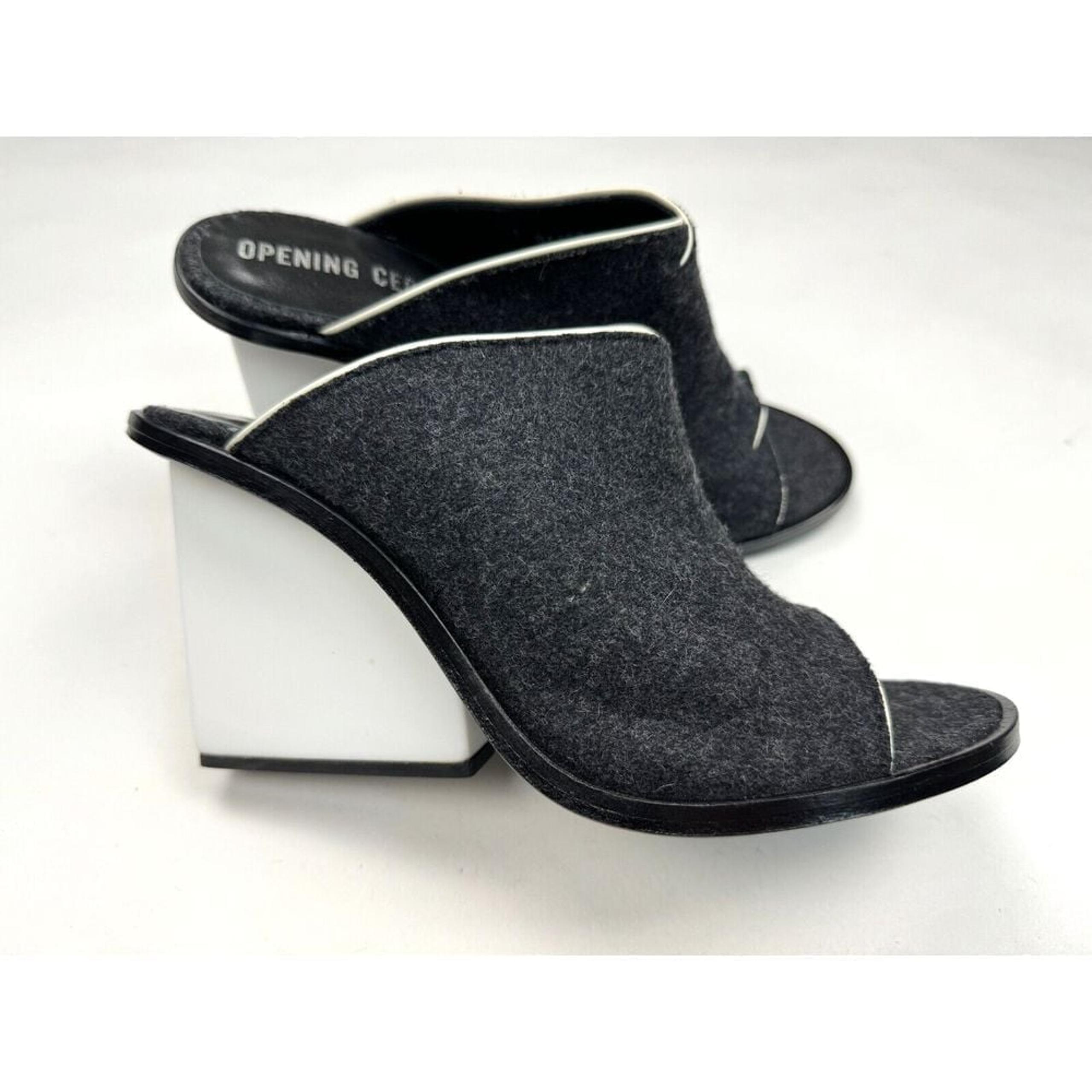 Opening Ceremony Julia High Heel Mules Women 41 NWOB Open Toe Gray Felt Fabric