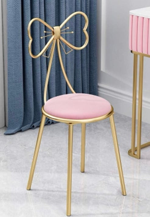 VIRAL COQUETTE GOLD BOW PINK VANITY CHAIR (READ ❤️❤️❤️ BELOW BEFORE BUYING)
