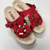 Mephisto Red Leather Helen Flower Sandals Womens 39 Beachy Slip On Casual Summer