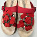 Mephisto Red Leather Helen Flower Sandals Womens 39 Beachy Slip On Casual Summer