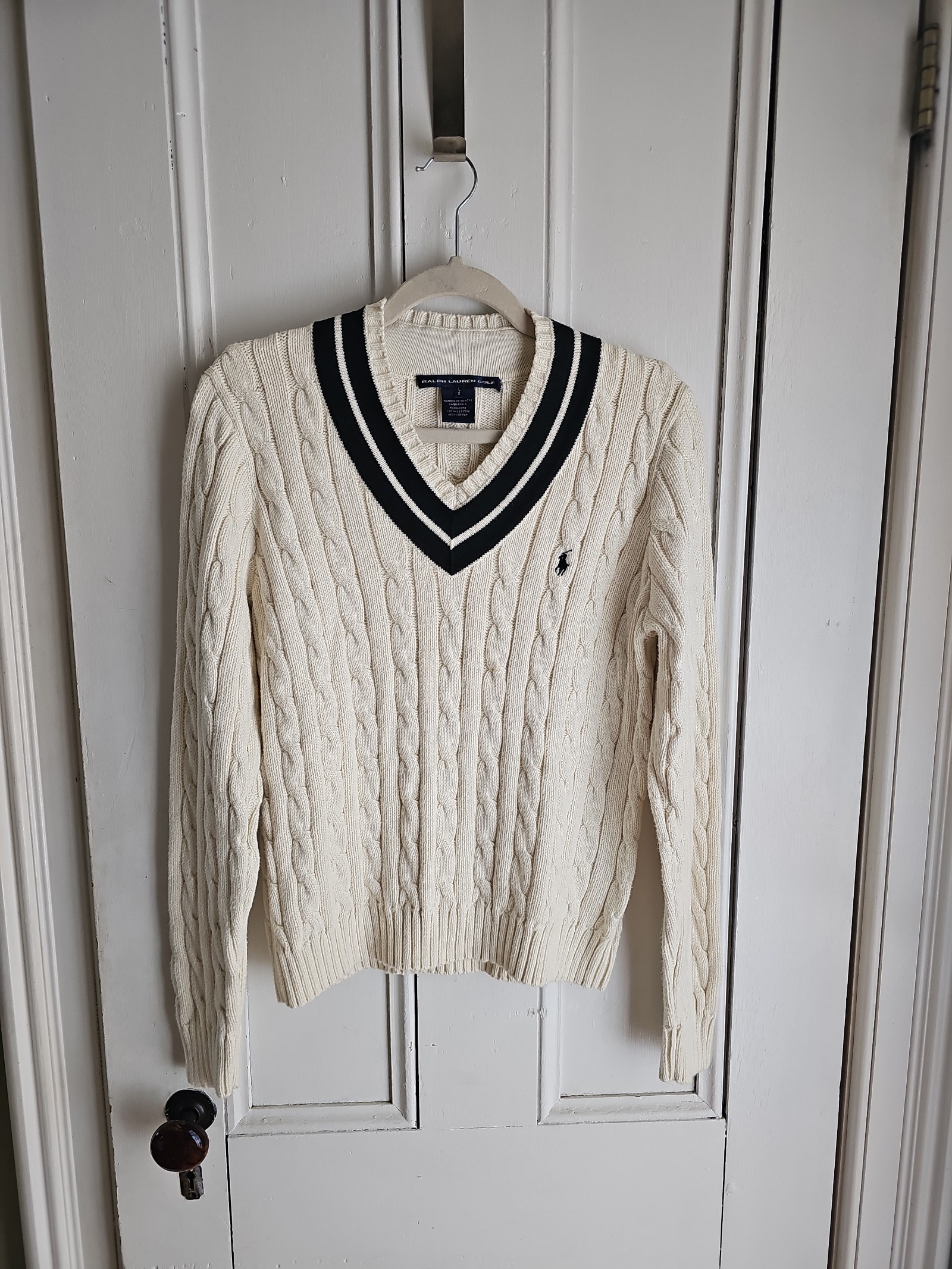 Polo Ralph Lauren Golf Cotton V-Neck Cable Knit Sweater L