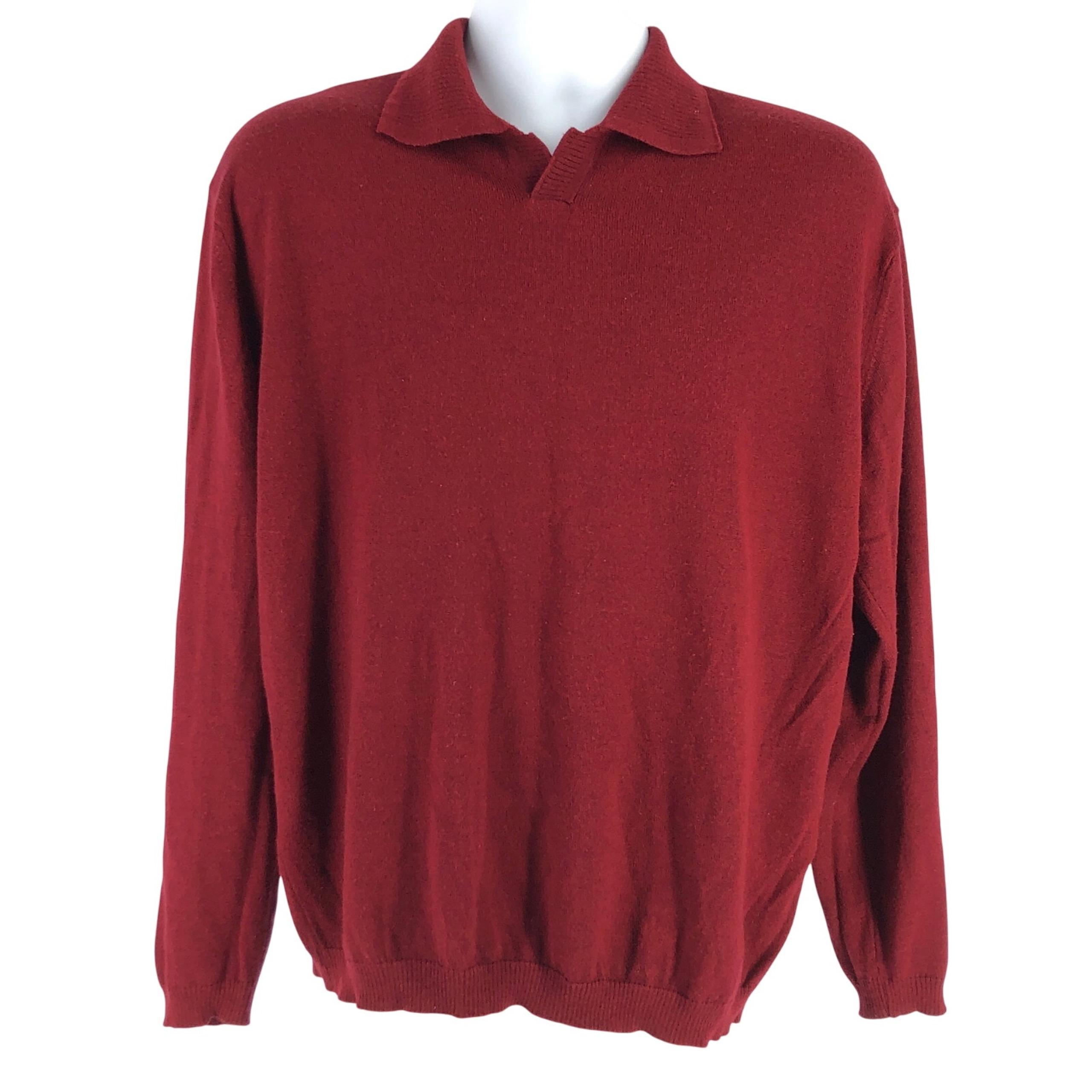 90s crimson dark red collared sweater 1990s vintage