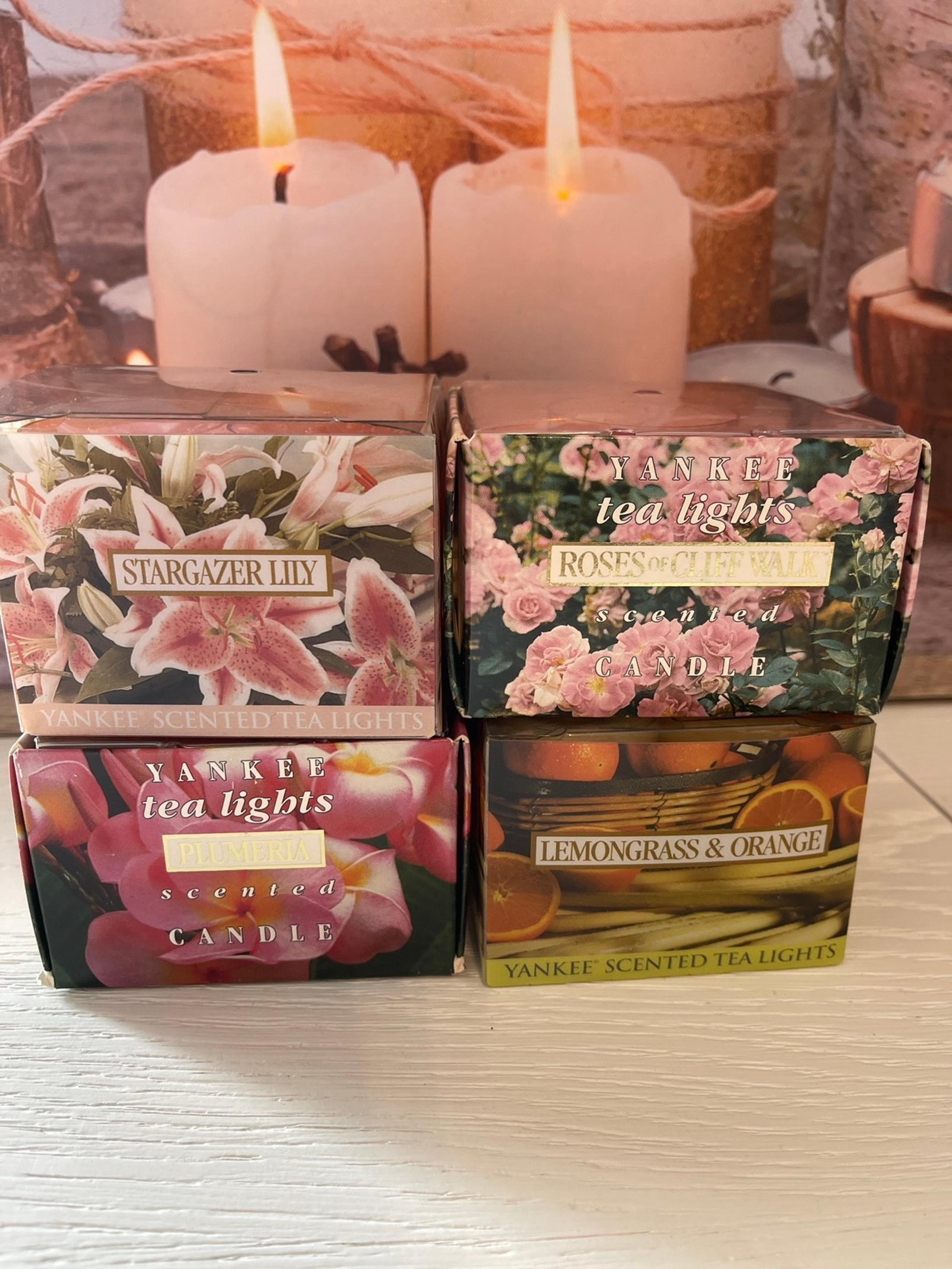 Yankee Candle Vintage Tea Lights Roses of Cliff Walk Stargazer Lily Plumeria Lem