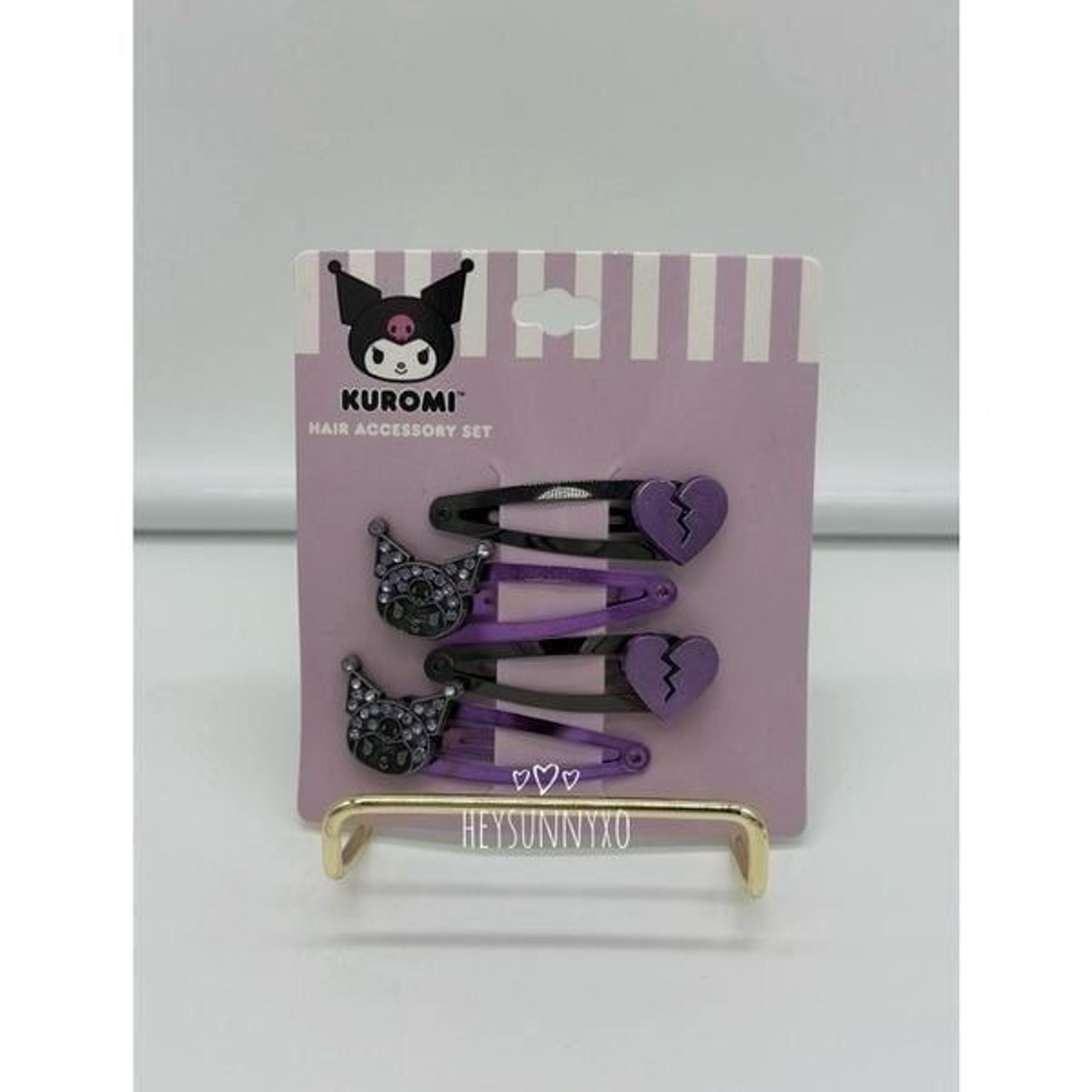 Kuromi Bling Broken Heart Hair Clip Set