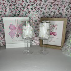 Gold Bow Wine Glasses, set of 2