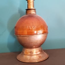 Antique amber glass jeweler's alcohol lamp made by John H Purdy company