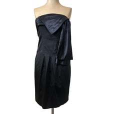 Ted Baker Black Satin Strapless Mini Cocktail Evening Dress size 6